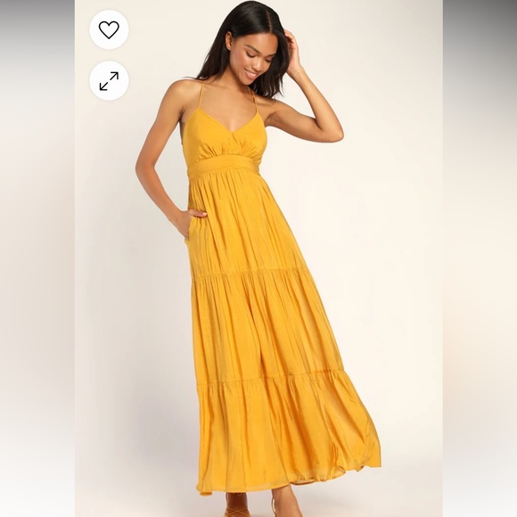 Lulus Sun Worshipper Mustard Yellow Tiered Sleeveless Maxi Dress - Picture 1 of 10